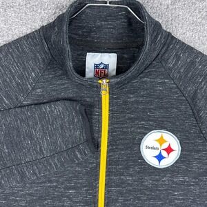 NFL Pittsburgh Steelers Jacket Mens Medium Gray Heather Full Zip Pockets Fleece